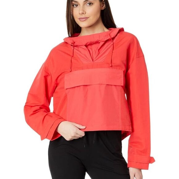 Sweaty Betty Nomad Pullover hooded jacket top Tulip red boxy pocket new NWOT XS - Picture 1 of 8